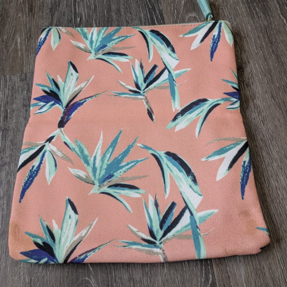 Rachel Pally Tropical Foldover Clutch | Mint & Coral Palm Print Zip Pouch
